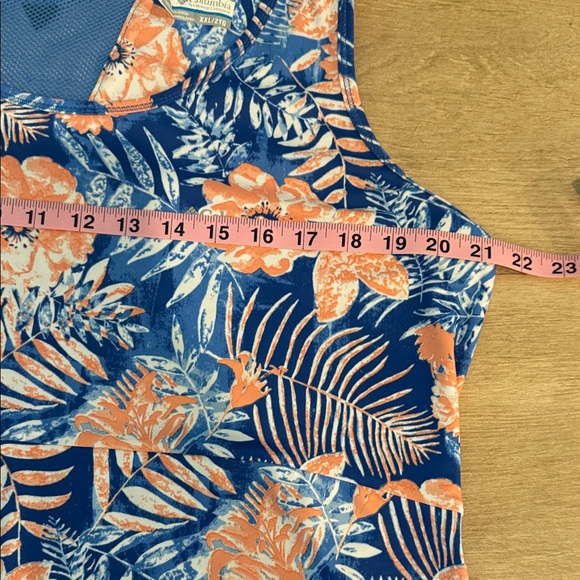 Columbia PFG Midway Bay Omni Freeze Dress Blue Freeze Floral SZ 2XL - Picture 2 of 7